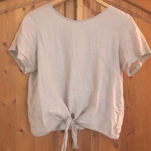 Pale Pink Linen Tie Top
